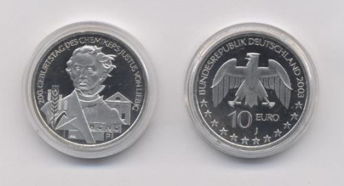 10 Euro PP  Gedenkmünze 2003 Justus von Liebig