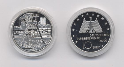 10 Euro PP Gedenkmünze 2003  Industrielandschaft Ruhrgebiet